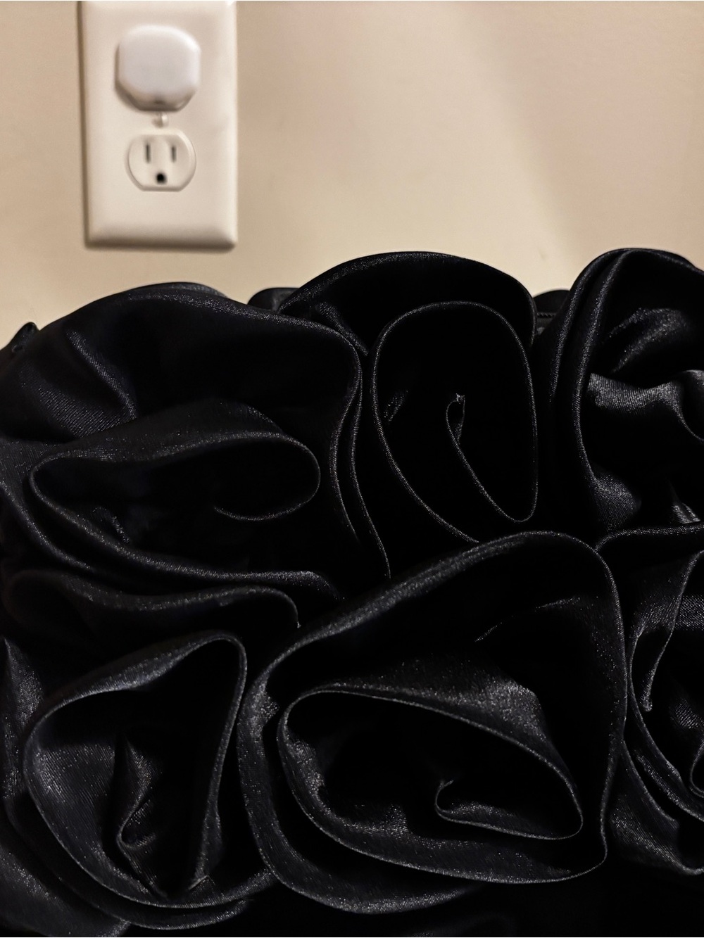 Black Floral Ruffle Satin Skirt -  Women